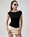 Micoson Black Tops for Women Going Out Off The Shoulder Top Sexy Asymmetrical Twist Ruched Shirts Slim Fitted Sleeveless Tshirt Fashion Medium