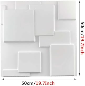 HAILM 3D Wall Tiles 50X50cm Wall Paneling PVC Wall Cladding Panels Decorative Diamond Wall Covering White for Living Room, Bedroom, Bathroom, Interior Home Wall Decor,25pcs