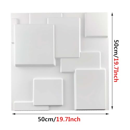 HAILM 3D Wall Tiles 50X50cm Wall Paneling PVC Wall Cladding Panels Decorative Diamond Wall Covering White for Living Room, Bedroom, Bathroom, Interior Home Wall Decor,25pcs