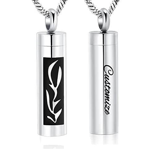 Yinplsmemory Cremation Jewelry Hollow Cylinder Urn Necklace for Ashes for Women Men Ashes Keepsake Memorial Jewelry for Dad Mom Son