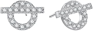 JDGEMSTONE Silver Earrings for Women,Silver Stud Earrings,Pave 5A Zirconia Stud Stud Earrings for Women,Sterling Silver Stud Earrings