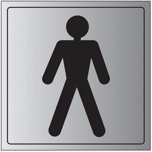 V Safety General Door-Gents Toilet Sign - 200mm x 200mm - Self Adhesive Alu Effect