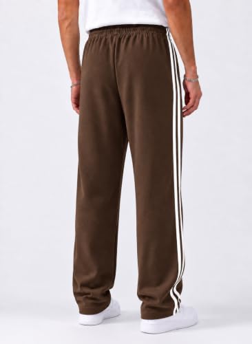 Image of ENDEAVOUR WEAR Men's Baggy Striped Relaxed Oversized Fit Track Pants | Cotton Rich Fabric | Straight Loose Fit Non-Cuffed | Gym, Streetwear & Casual Comfort Track Pants Lounge Pants