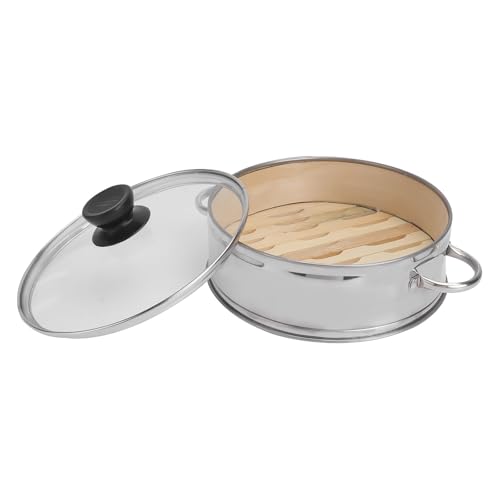 TOYZFRIENDY Vaporera de Acero Inoxidable Tapa de Vidrio 18 CM Alta Cesta de Vapor Reutilizable para Cocinar Dim Sum Verduras y Mariscos al Vapor Utensilio de Cocina Esencial