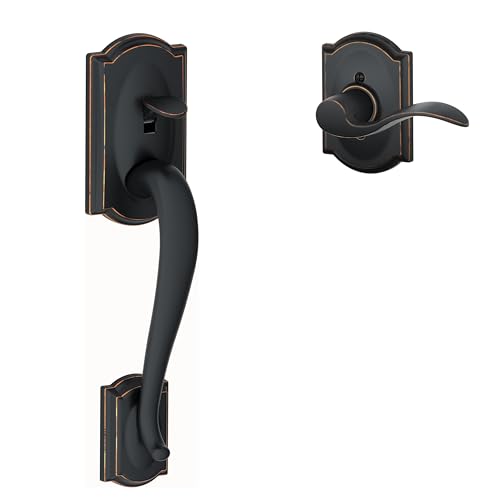 Image of Schlage FE285 716 Acc CAM LH Lower Half Handleset, Camelot Interior Trim, Aged Bronze