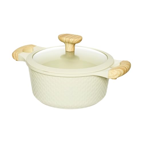 RESTO 93801 Casserole avec couvercle en verre Ø 20 cm Beige 2,4 l – Élégante casserole antiadhésive pour induction dans un coffret cadeau