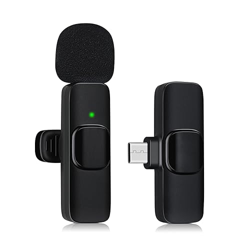 Microfono senza fili Bluetooth cellulare Mini microfono per registrazione video YouTubeStreaming/Vlog, riduzione del rumore (USB-C with 1Mic)