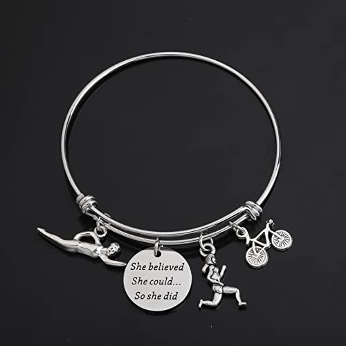 FAADBUK Triathlon Bracelet Triathlon Lover Gift She Believed She Could So She Did Inspiration Gift for Her3