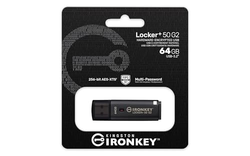 Image of Kingston Ironkey Locker+ 50 G2 64GB Encrypted USB Drive | FIPS 197 | AES-XTS Protection | Multi-Password Security | USB 3.2 Gen 1 | IKLP50G2 /64GB