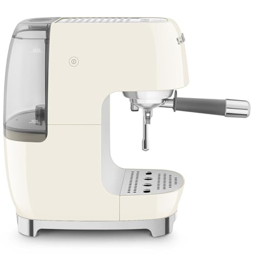 Image of Smeg Cold Brew Coffee Machine, Original Italian Brand, Patented Smeg Cream Color, Live the Barista Exeprience, Professional Steam Wand for Creamy Milk Drink, Pressure Monitor, ECF03CREU