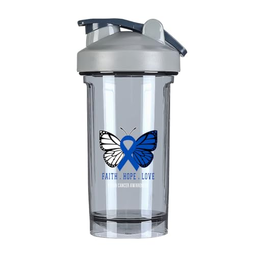 Butterfly Colon Cancer Awareness 18 Ounce Shaker Cup,Fashion Theme Pattern Shaker Bottle Leak-proof Workout Shake Bottles 500ML/18 oz Perfect for Pre Workout-3-1