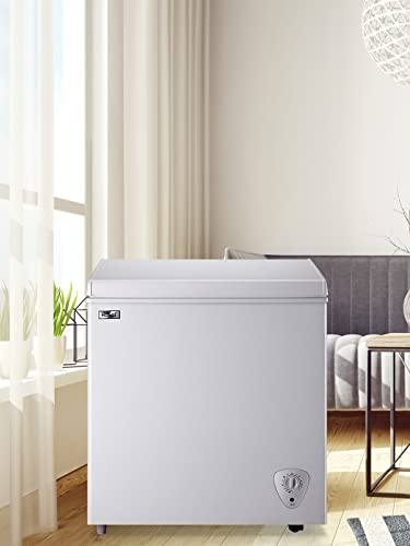 Image of WANAI Chest Freezer 5.0 Cubic Feet Freezers with Removable Storage Basket Energy Saving Perfect for Home Garage Basement Kitchen or Apartment, White