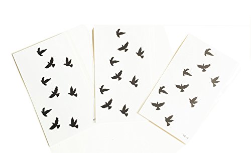 STRASS & PAILLETTES - Lot de 3 Mini Tatouages éphémères Divergente Oiseaux Noir Waterproof - Tatoo temporaire - Bijou de Peau Oiseaux