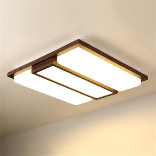 Plafonnier carré encastré LED noyer grand format lumière chaude réglable