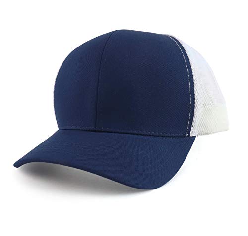 Trendy Apparel Shop Oversize XXL Structured Trucker Mesh Baseball Cap, Navy White, XXL