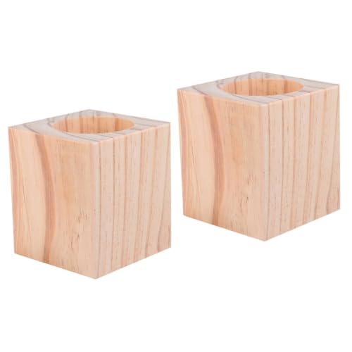 SOLUSTRE 2pcs Solid Wood Round Furniture Risers for Table Legs Increases Height by Pine Wood for Chairs Tables and Desks Non- Design for Stability