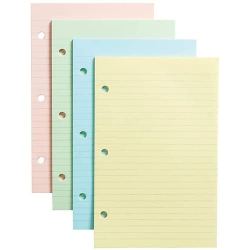 1Intheoffice 5.5 X 8.5 Paper, Pastel, College Ruled Mini Binder Paper, Loose Leaf Paper, Assorted Color, 100 Pack #TOP3