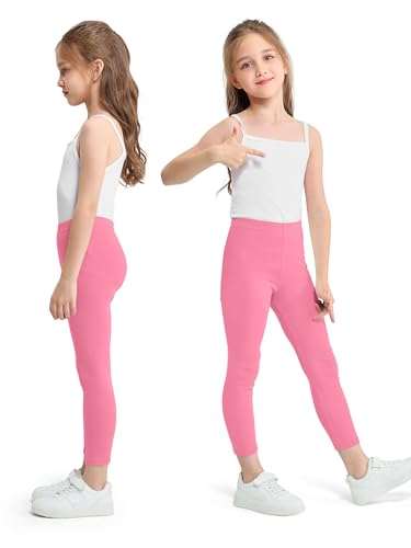 Cooraby 4 Pack Girls Cotton Leggings Ankle Length Leggings Footless Soft Warm Stretchy Tights Pants for Kids3