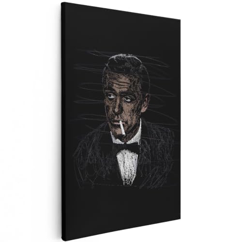 Artaza Leinwand Bilder Mann Portrait Mit Zigarette - 40x60 cm - Wanddeko Pop Art - Wandbilder Herren Anzug - Deko Schlafzimmer