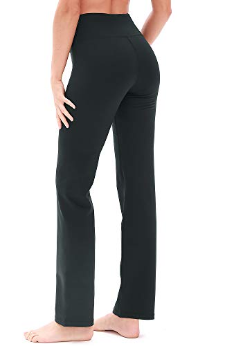 icyzone Bootcut Yoga Pants for Women - Tummy Control Workout Athletic Exercise Gym Leggings (M, Dark Green)