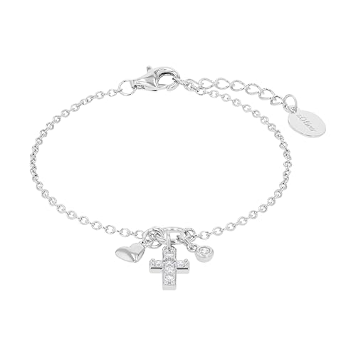 Pulsera de cruz s.Oliver infantil en plata 925 con circonitas y bonita caja de regalo