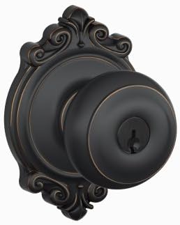 Schlage F51 GEO 716 BRK Brookshire Collection Georgian Keyed Entry Knob, Aged Bronze