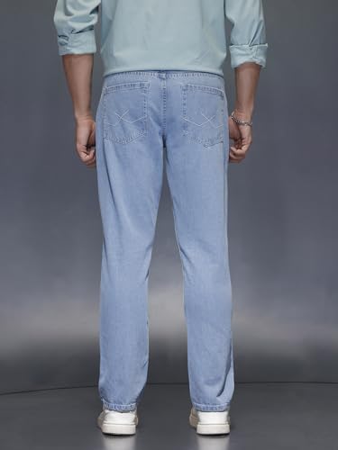 Image of WROGN Men's Cotton Jeans | Mid Rise | Loose Fit