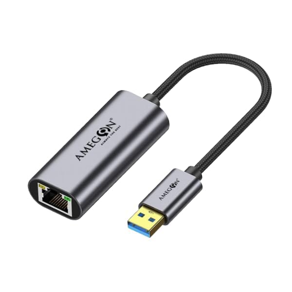 Image of Amua05A USB A-LAN Port USB 3.0, Speed: 10M /100M /1000Mbps, for Projector, Monitor, Tv< Laptop, and More., Black