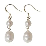 Perlenohrringe Ohrhänger für Damen, Ohrhänger mit Naturperlen | Perlenohrringe für Damen | Kleine silberne Perlen-Akzente | Elegante Handarbeit