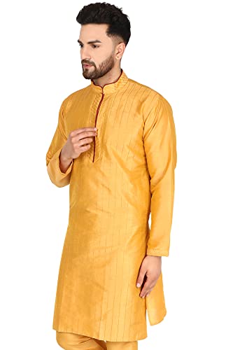 SKAVIJ Men's Art Silk Kurta Top Indian Wedding Casual Long Shirt4