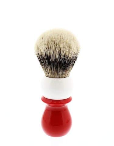 WCS Two-Tone Tall Silvertip Shaving Brush, Red & White