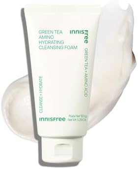Innisfree Green Tea Amino Acid Cleansing Foam, Sulfate-Free Hydrating Korean Face Wash, Gentle Lather, pH-Balanced Skincare