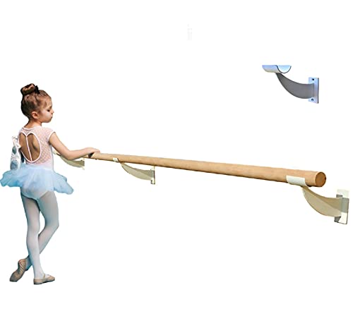 Ballet Barre Single Bar 6 FT Long 1.5 Diameter White, Kids and Adults Open Bracket Wall Mounted Fixed Height Wooden Ballet Barre HomeStudio Ballet Bar, Dance Bar, S