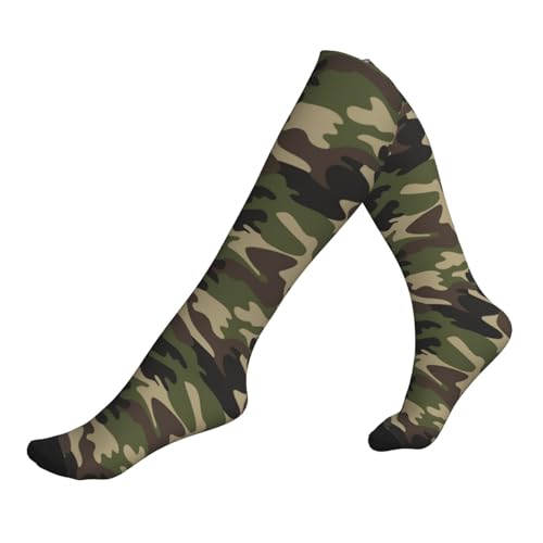 AIMASTZ Green Brown Camo Compression Socks Women Men, Calf Knee High Socks For Athletic Running Cycling Nurse
