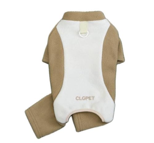ISUPY 犬のパジャマ 秋冬 ペット服 小中型犬 ロンパース つなぎ 裏ボア ドッグウエア Tシャツ Dカン付き 可愛い 防寒 暖かい ルームウェア 部屋着 抜け毛防止 お散歩 (XL,ブラウン)