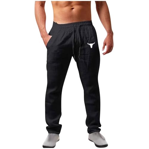 Pantalones Hombre Algodón y Lino Casual Pants Verano Otoño Deportivos Jogging Pantalon Largo cómodo Suelto Anchos Moda Running Cordón Basic Ropa de Hombre Transpirable Ligero 2025