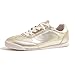 LUCKY STEP Zapatillas Planas de Cuero para Mujer – Zapatillas de Moda con Cordones, Calzado Casual para Tenis y Uso Diario (Oro, 8US-38EU-5UK)