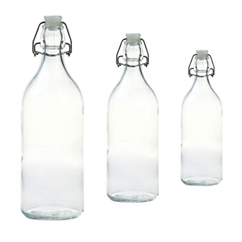 Cabilock – 3 frascos de vidro para leite de vidro com tampas, recipiente vintage para o café da manh