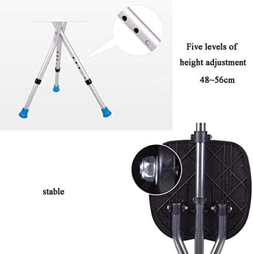 Bastón plegable con luz LED, 5 alturas ajustables, base de 3 patas para estabilidad, ayuda a la movilidad para personas mayores y discapacitadas