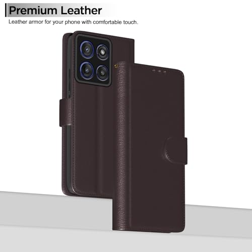 Image of Pikkme Flip Cover for Motorola Moto Edge 60 Stylus 5G Leather Finish | Inside TPU with Card Pockets | Wallet Stand and Shock Proof | Complete Protection Flip Case(Coffee)