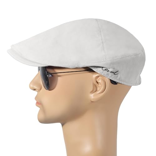 Image of ZLYC Men Cotton Flat Cap Summer Scally Ivy Gatsby Newsboy Beret Driver Cabbie Hunting Hat