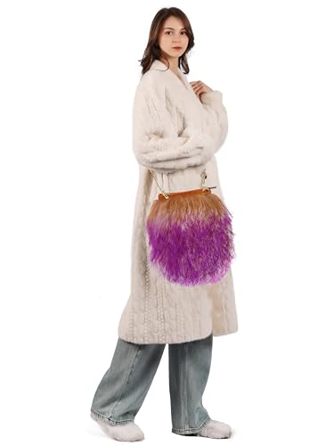 Furry Crossbody Bag Real Curly Mongolian Fur Purse Flush Fur Clutch Shoulder Bag2