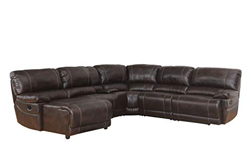 Abbyson Living 6-Piece Faux Leather Sectional Reclining Sofa Couch with Center Console Storage