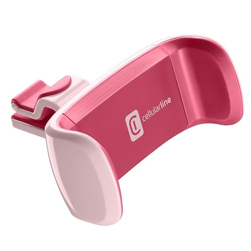 cellularline | Car Holder - Universal | Soporte de Coche para Smartphone Supercolorido - Fijación en el Coche Mediante Gancho a Las Rejillas de Ventilación - Giratorio de 360° - Rosa