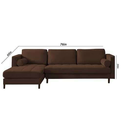 Image of Lezra LHS 4 Seater L Shape Sofa Set for Living Room (Brown Fabric) Premium Fabric Sofa
