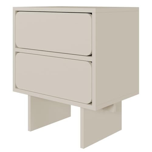 Selsey Wuwu - Comodino con 2 cassetti, apertura a sfera, colore: grigio/beige