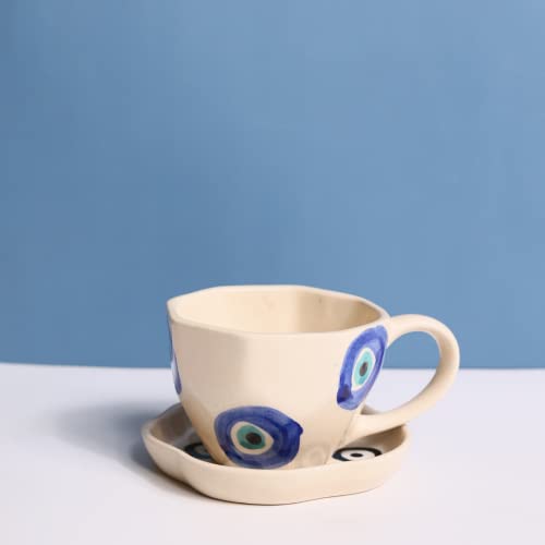Image of WEAVING HOMES Evil Eye Mug & Handmade Dessert Plate (Set of 2)