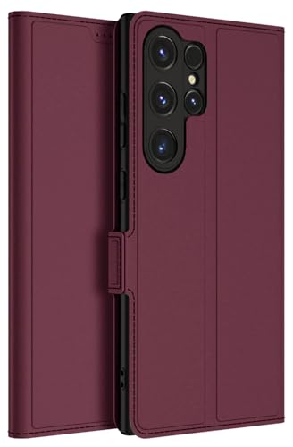 Image of Kapa Noble Slim Magnetic Leather Flip Case Cover for Samsung Galaxy S23 Ultra | Card Holder Stand Flip Wallet Case (Wine Red)