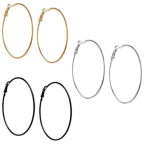 Image of I Jewels Stylish Classic Round Hoop Earring Lightweight Everyday Wear Earrings for Women