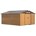 Outsunny 11' x 13' Outdoor Storage Shed, Garden Tool House with Foundation Kit, 4 Vents and 2 Easy Sliding Doors for Backyard, Patio, Garage, Lawn, Yellow